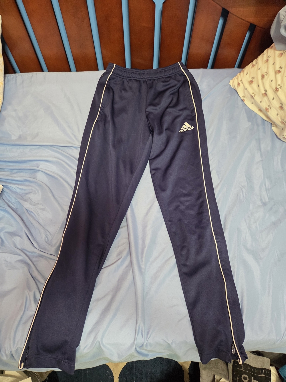 adidas Navy Activewear Pants with White Trim Size Small